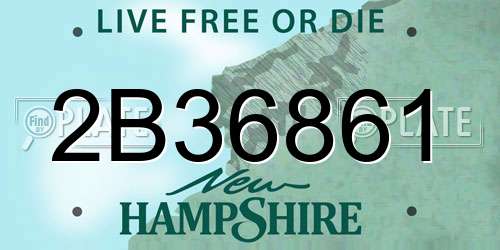 2B36861 New Hampshire License Plate