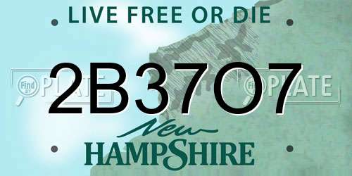 2B37O7 New Hampshire License Plate