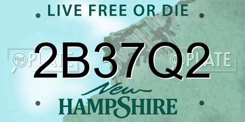 2B37Q2 New Hampshire License Plate