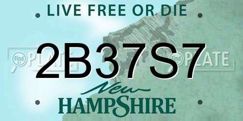 2B37S7 New Hampshire License Plate