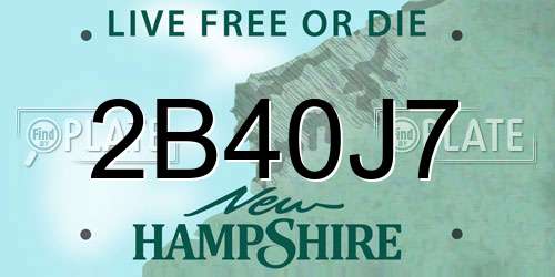 2B40J7 New Hampshire License Plate