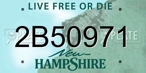 2B50971 New Hampshire License Plate
