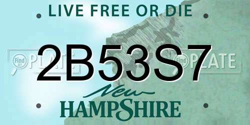 2B53S7 New Hampshire License Plate