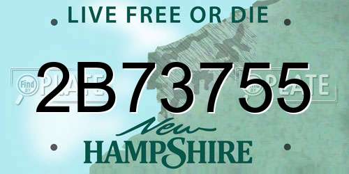 2B73755 New Hampshire License Plate
