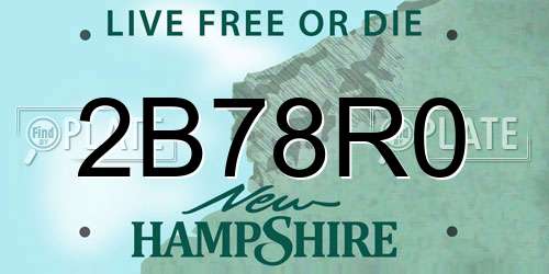 2B78R0 New Hampshire License Plate