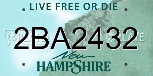 2BA2432 New Hampshire License Plate