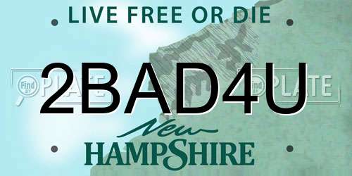 2BAD4U New Hampshire License Plate