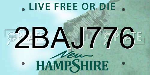 2BAJ776 New Hampshire License Plate
