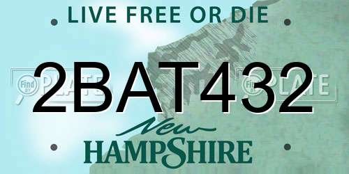 2BAT432 New Hampshire License Plate
