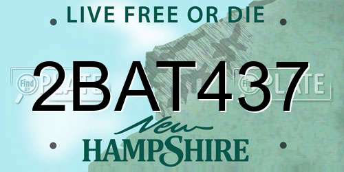 2BAT437 New Hampshire License Plate