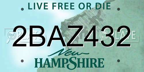 2BAZ432 New Hampshire License Plate