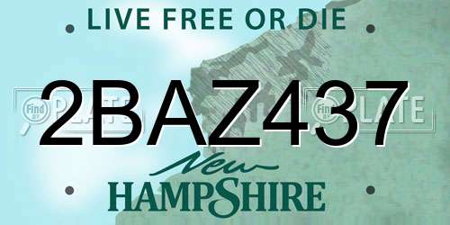 2BAZ437 New Hampshire License Plate
