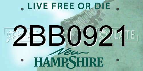 2BB0921 New Hampshire License Plate