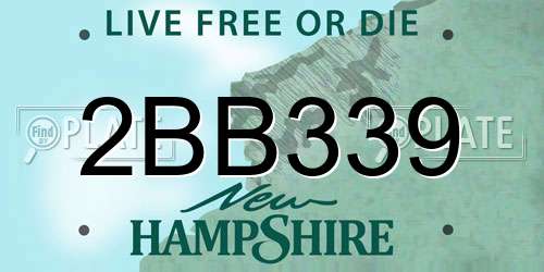 2BB339 New Hampshire License Plate
