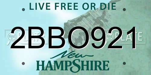 2BBO921 New Hampshire License Plate