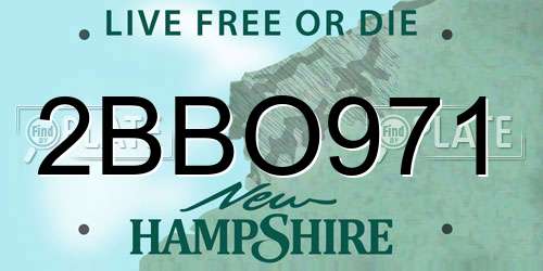 2BBO971 New Hampshire License Plate