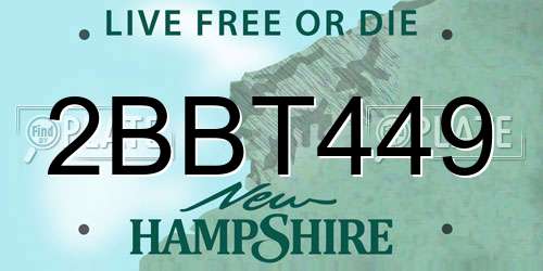 2BBT449 New Hampshire License Plate