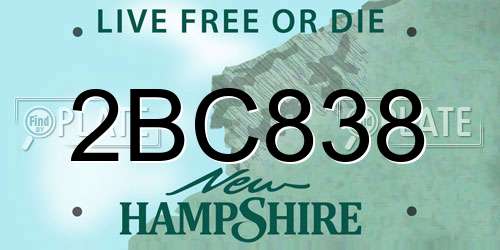 2BC838 New Hampshire License Plate