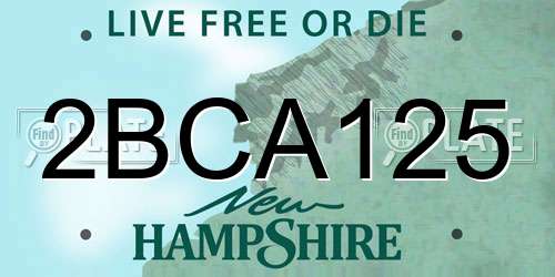 2BCA125 New Hampshire License Plate