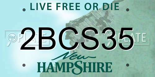 2BCS35 New Hampshire License Plate