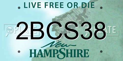 2BCS38 New Hampshire License Plate