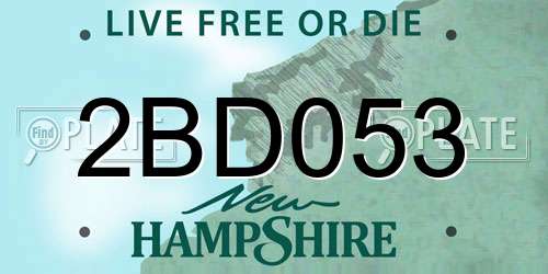 2BD053 New Hampshire License Plate
