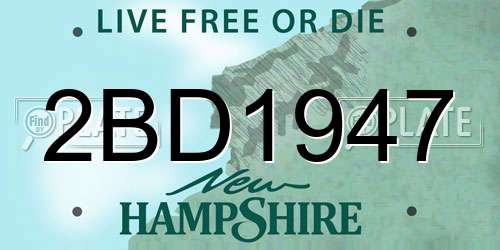 2BD1947 New Hampshire License Plate