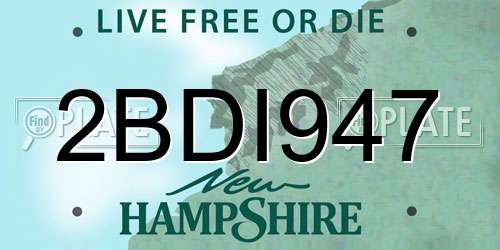 2BDI947 New Hampshire License Plate
