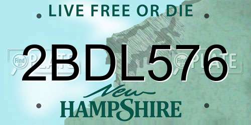 2BDL576 New Hampshire License Plate