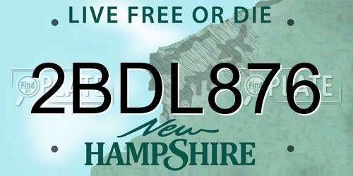 2BDL876 New Hampshire License Plate