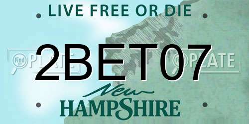 2BET07 New Hampshire License Plate