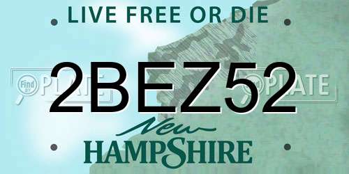2BEZ52 New Hampshire License Plate