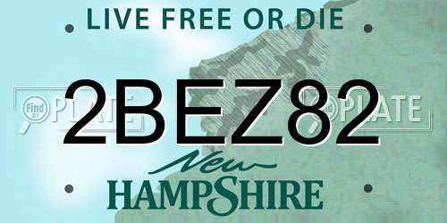 2BEZ82 New Hampshire License Plate