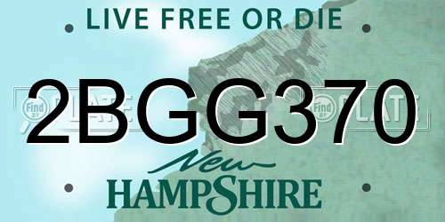 2BGG370 New Hampshire License Plate