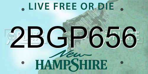 2BGP656 New Hampshire License Plate