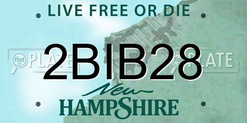 2BIB28 New Hampshire License Plate