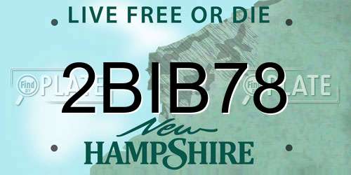 2BIB78 New Hampshire License Plate