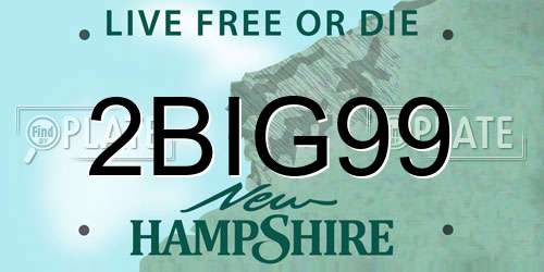 2BIG99 New Hampshire License Plate