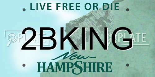 2BKING New Hampshire License Plate