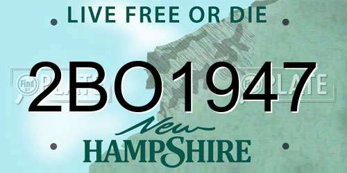 2BO1947 New Hampshire License Plate