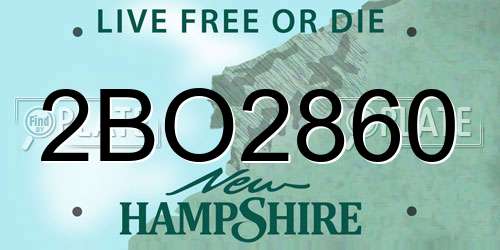 2BO2860 New Hampshire License Plate