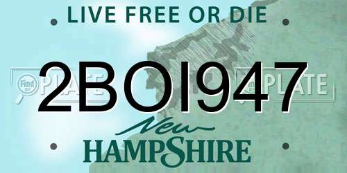 2BOI947 New Hampshire License Plate