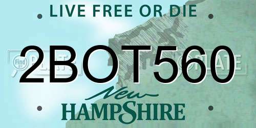 2BOT560 New Hampshire License Plate