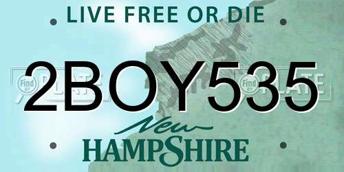 2BOY535 New Hampshire License Plate