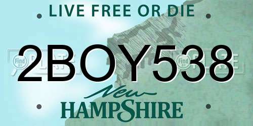 2BOY538 New Hampshire License Plate