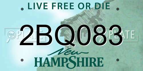 2BQ083 New Hampshire License Plate