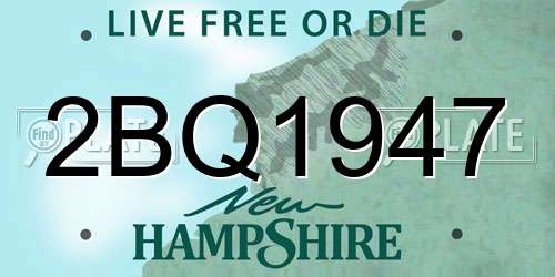 2BQ1947 New Hampshire License Plate