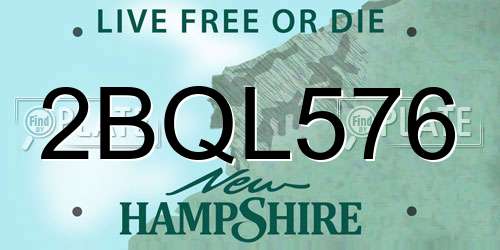 2BQL576 New Hampshire License Plate