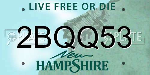 2BQQ53 New Hampshire License Plate