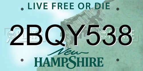 2BQY538 New Hampshire License Plate